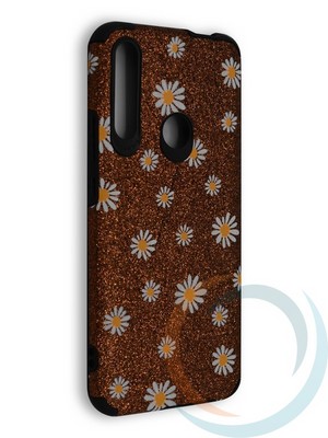 Накладка силиконовая с ромашками для Huawei Honor 9X/P Smart Z/Y9 Prime коричневая - фото 40186