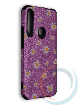 Накладка силиконовая с ромашками для Huawei Honor 9X/P Smart Z/Y9 Prime фиолетовая - фото 40189