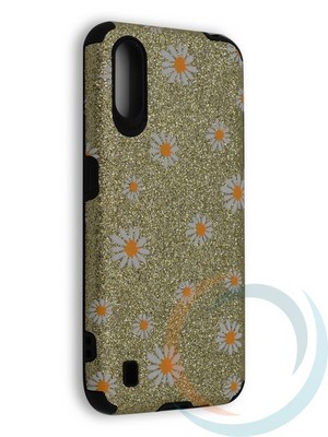 Накладка силиконовая с ромашками для Samsung Galaxy A01 золотистая - фото 40206