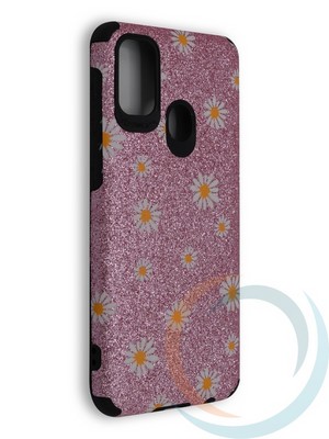 Накладка силиконовая с ромашками для Samsung Galaxy A21S/M21 розовая - фото 40215