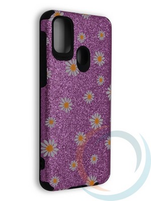Накладка силиконовая с ромашками для Samsung Galaxy A21S/M21 фиолетовая - фото 40217