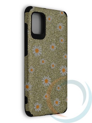 Накладка силиконовая с ромашками для Samsung Galaxy A31 золотистая - фото 40220