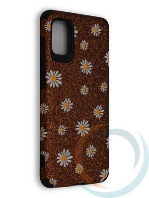 Накладка силиконовая с ромашками для Samsung Galaxy A31 коричневая - фото 40221