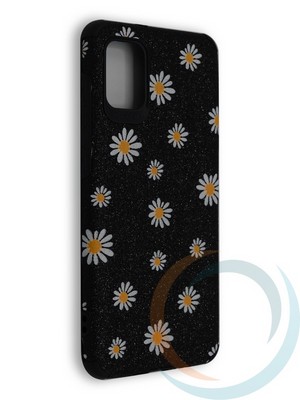 Накладка силиконовая с ромашками для Samsung Galaxy A31 черная - фото 40225