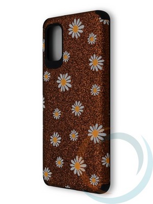 Накладка силиконовая с ромашками для Samsung Galaxy A41 коричневая - фото 40228