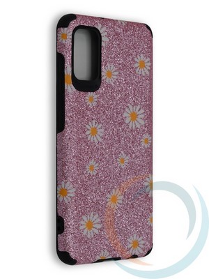 Накладка силиконовая с ромашками для Samsung Galaxy A41 розовая - фото 40229