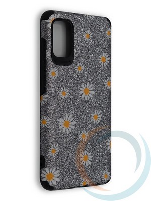 Накладка силиконовая с ромашками для Samsung Galaxy A41 серебристая - фото 40230