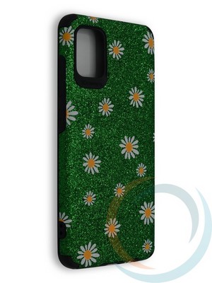Накладка силиконовая с ромашками для Samsung Galaxy A51 зеленая - фото 40233