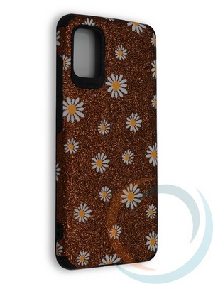 Накладка силиконовая с ромашками для Samsung Galaxy A51 коричневая - фото 40235