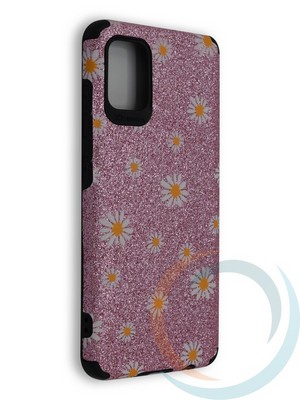 Накладка силиконовая с ромашками для Samsung Galaxy A51 розовая - фото 40236