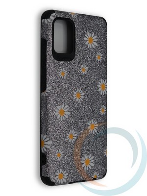 Накладка силиконовая с ромашками для Samsung Galaxy A51 серебристая - фото 40237