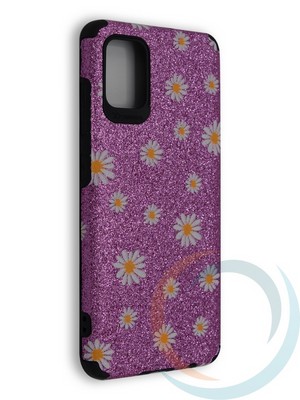 Накладка силиконовая с ромашками для Samsung Galaxy A51 фиолетовая - фото 40238