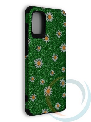 Накладка силиконовая с ромашками для Samsung Galaxy A71 зеленая - фото 40240