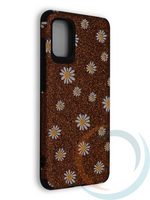 Накладка силиконовая с ромашками для Samsung Galaxy A71 коричневая - фото 40242