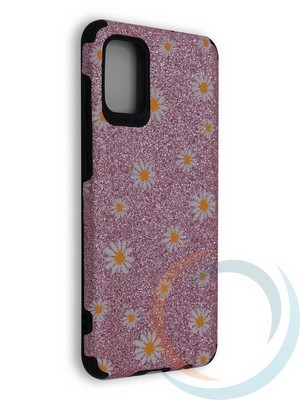 Накладка силиконовая с ромашками для Samsung Galaxy A71 розовая - фото 40243