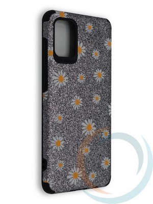 Накладка силиконовая с ромашками для Samsung Galaxy A71 серебристая - фото 40244