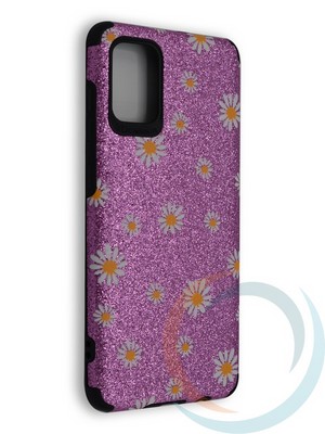 Накладка силиконовая с ромашками для Samsung Galaxy A71 фиолетовая - фото 40245