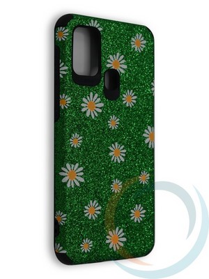 Накладка силиконовая с ромашками для Samsung Galaxy M31 зеленая - фото 40247