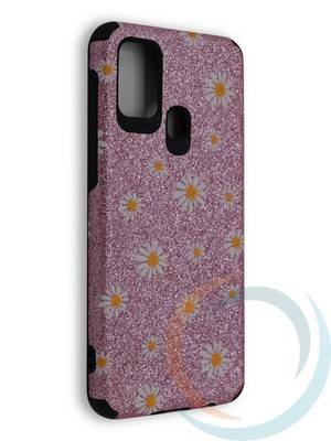 Накладка силиконовая с ромашками для Samsung Galaxy M31 розовая - фото 40250