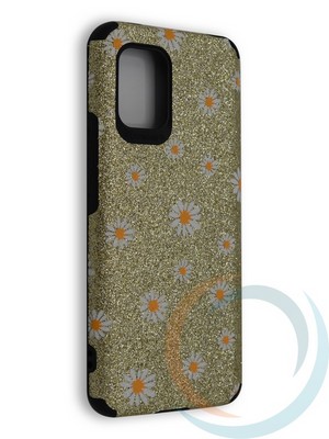 Накладка силиконовая с ромашками для Xiaomi Mi 10 Lite золотистая - фото 40255