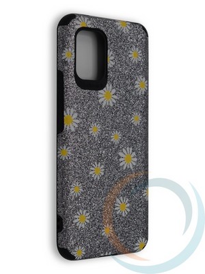 Накладка силиконовая с ромашками для Xiaomi Mi 10 Lite серебристая - фото 40257