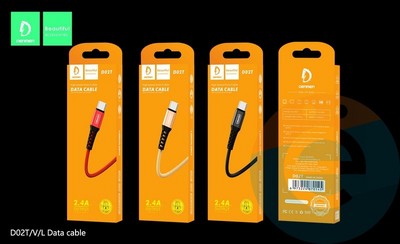 USB кабель Denmen D02T на Type-C 2.4A 1м черный - фото 45863