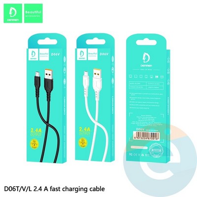 USB кабель Denmen D06V на Micro USB 2.4A 1м черный - фото 45890