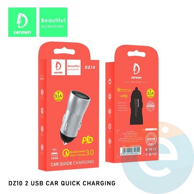 AЗУ Denmen DZ10 DUAL USB-C 18W/5V/3A + USB 5V/3A Quick Charge 3.0 серое - фото 45990