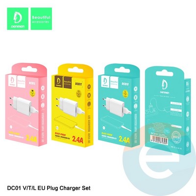 СЗУ Denmen DC01T 2.4A + кабель Type-C белое - фото 46040