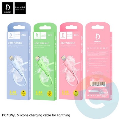 USB кабель Denmen D07L на Lightning 2.4A 1м розовый - фото 46745