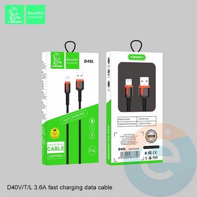 USB кабель Denmen D40L на Lightning 3.6A 1м зеленый - фото 49586