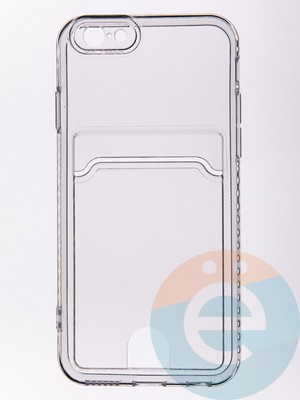Накладка силиконовая с кардхолдером для Apple iPhone 6/6S прозрачная - фото 53478