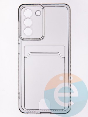 Накладка силиконовая с кардхолдером для Samsung Galaxy S21 прозрачная - фото 53575