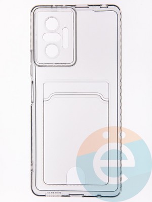 Накладка силиконовая с кардхолдером для Xiaomi Redmi Note 10 Pro 4G прозрачная - фото 53618