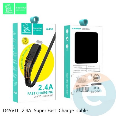 USB кабель Denmen D45L на Lightning 2.4A 1м золотистый - фото 54860