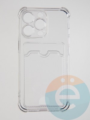 Накладка силиконовая с кардхолдером и усиленными углами для Apple iPhone 13 Pro прозрачная - фото 55930