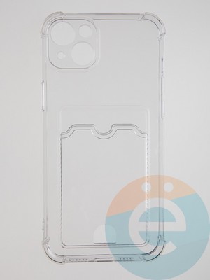 Накладка силиконовая с кардхолдером и усиленными углами для Apple iPhone 14 Plus прозрачная - фото 55937