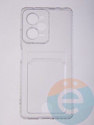 Накладка силиконовая с кардхолдером для Poco X5 Pro прозрачная - фото 58408