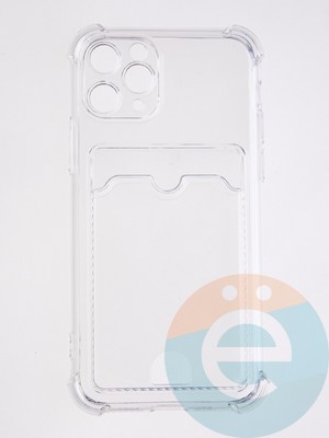 Накладка силиконовая с кардхолдером и усиленными углами для Apple iPhone 11 Pro прозрачная - фото 58643