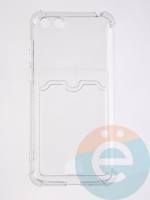 Накладка силиконовая с кардхолдером и усиленными углами для Huawei Y5 2018/Honor 7A прозрачная - фото 58658