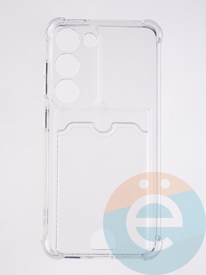 Накладка силиконовая с кардхолдером и усиленными углами для Samsung Galaxy S23 прозрачная - фото 58738