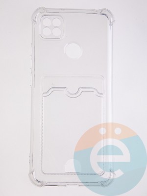 Накладка силиконовая с кардхолдером и усиленными углами для Xiaomi Redmi 9C/10A прозрачная - фото 59445