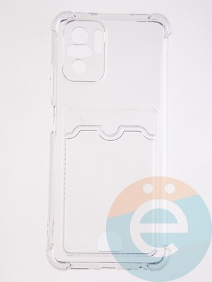 Накладка силиконовая с кардхолдером и усиленными углами для Xiaomi Redmi Note 10 4G/10S/Poco M5S прозрачная - фото 59451