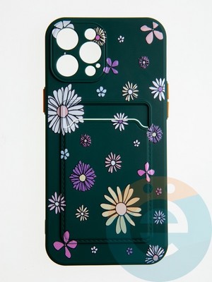 Накладка силиконовая Summer с кардхолдером для Apple iPhone 12 Pro Max зеленая - фото 58828