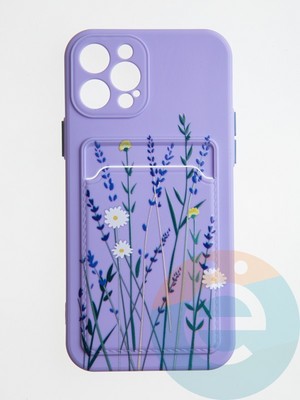Накладка силиконовая Summer с кардхолдером для Apple iPhone 12 Pro сиреневая - фото 58840