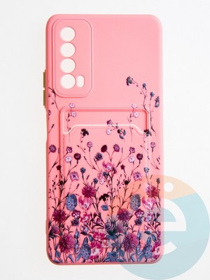 Накладка силиконовая Summer с кардхолдером для Huawei P Smart 2021 розовая - фото 59001