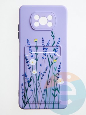 Накладка силиконовая Summer с кардхолдером для Poco X3/X3 Pro сиреневая - фото 59090