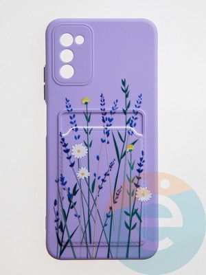 Накладка силиконовая Summer с кардхолдером для Samsung Galaxy A03S сиреневая - фото 59152