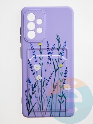 Накладка силиконовая Summer с кардхолдером для Samsung Galaxy A52 сиреневая - фото 59237