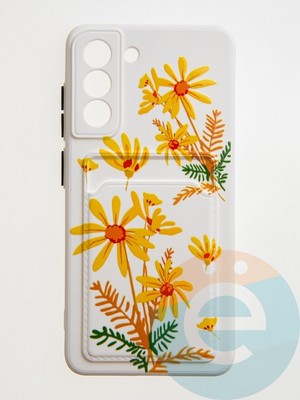 Накладка силиконовая Summer с кардхолдером для Samsung Galaxy S21FE бежевая - фото 59276